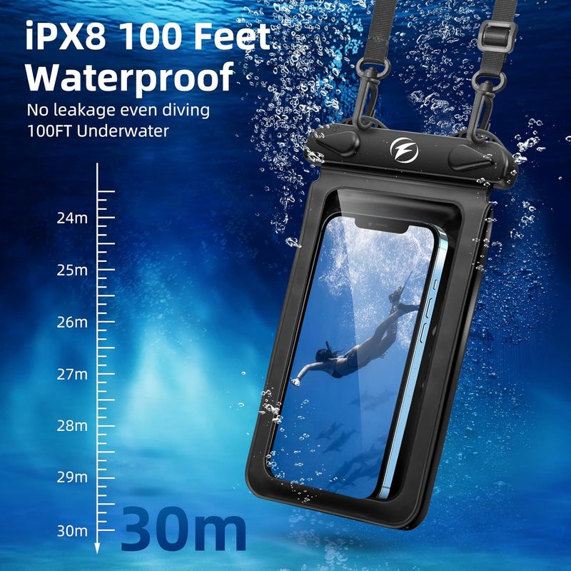 fonken Waterproof Phone Pouch [3-Pack] Double Space Waterproof Phone Case with Adjustable Lanyard Water proof Cell Phone Pouch for iPhone IPX8 Underwater Phone Cases Phone Dry Bag for Vacation Beach Swimming - Image 5